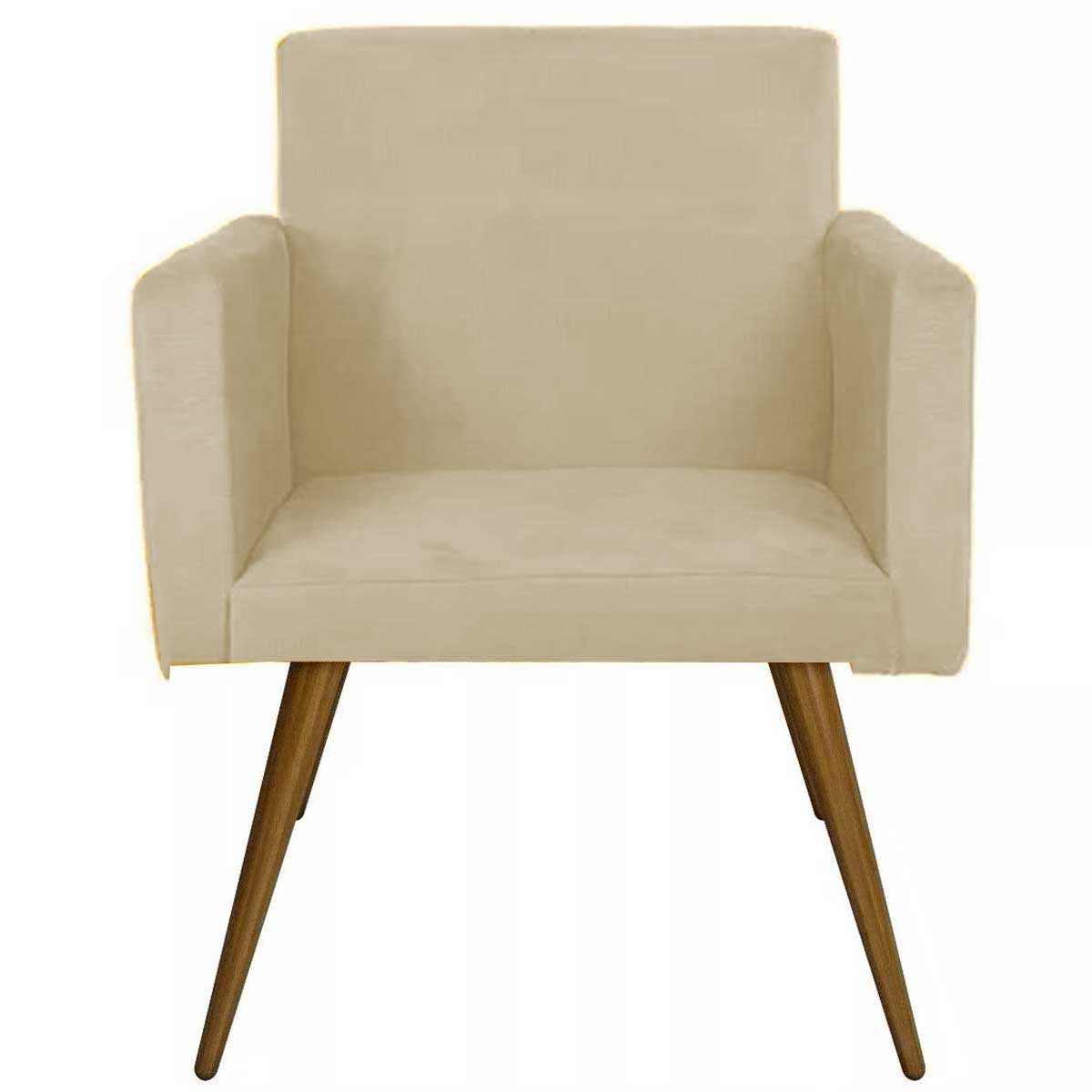 Poltrona Decorativa Nina Pé Palito Suede Bege