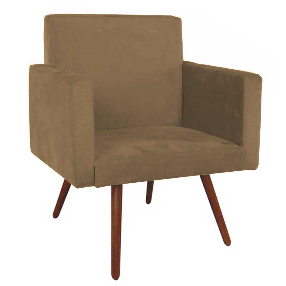 Poltrona Decorativa Nina Pé Palito Suede Rato