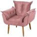 Poltrona Decorativa para Sala Pés Palito Opala Veludo Rosê