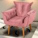Poltrona Decorativa para Sala Pés Palito Opala Veludo Rosê