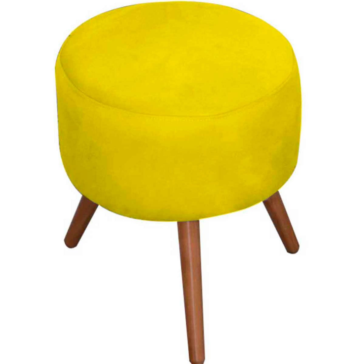 Puff Decorativo Milão Pé Palito Suede Amarelo