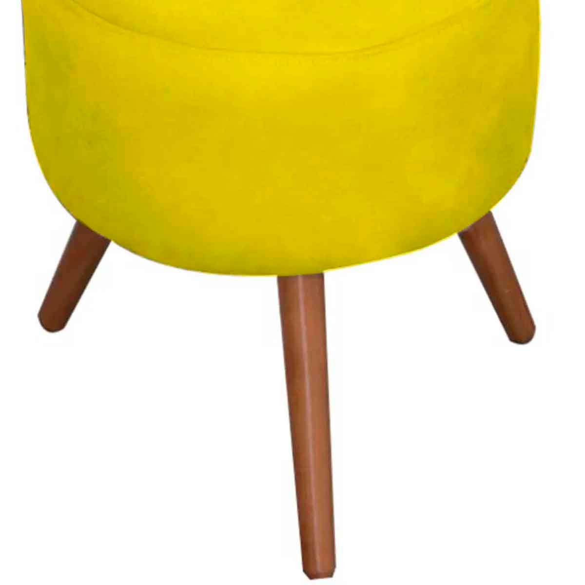 Puff Decorativo Milão Pé Palito Suede Amarelo
