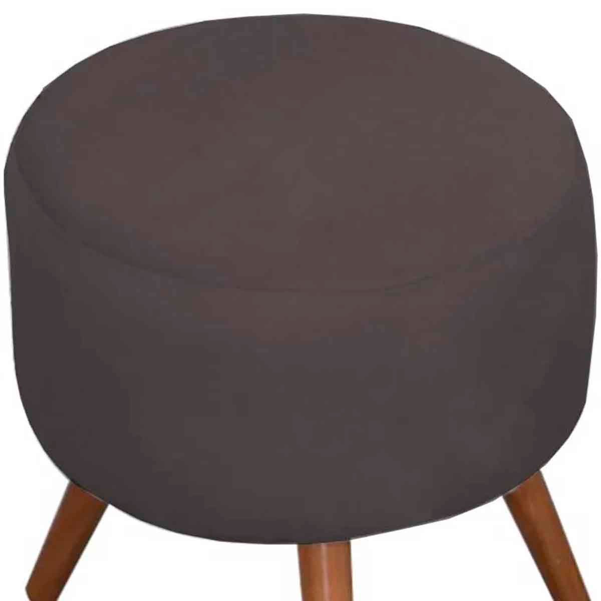 Puff Decorativo Milão Pé Palito Suede Cinza