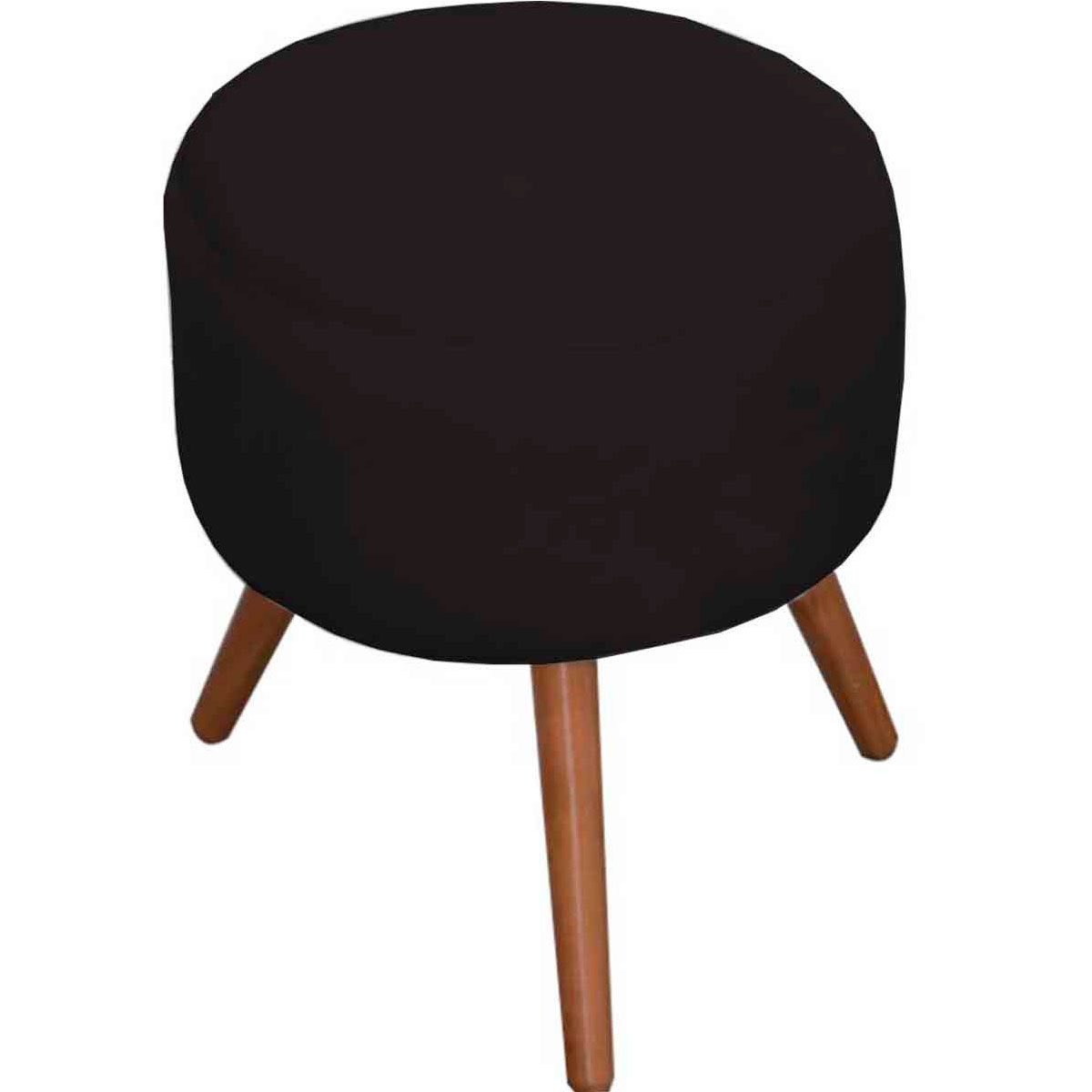 Puff Decorativo Milão Pé Palito Suede Preto