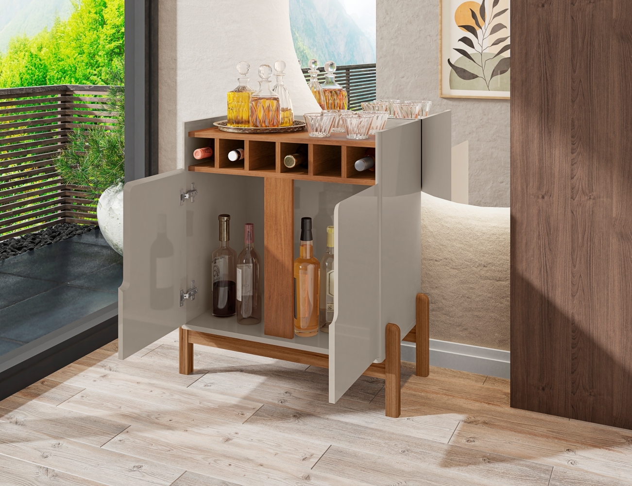 Aparador Adega Porto Off White Cedro