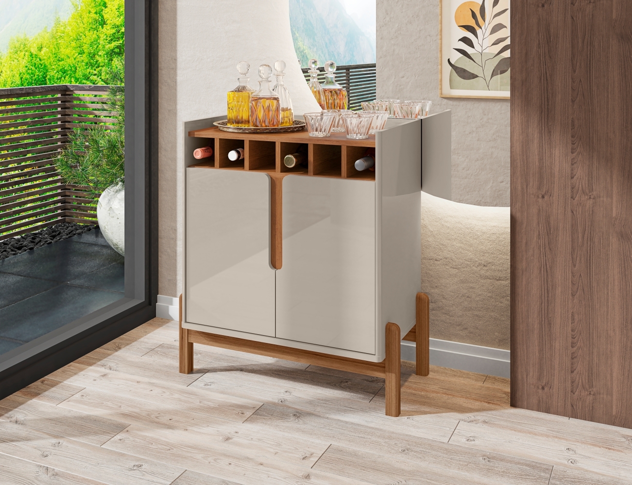 Aparador Adega Porto Off White Cedro