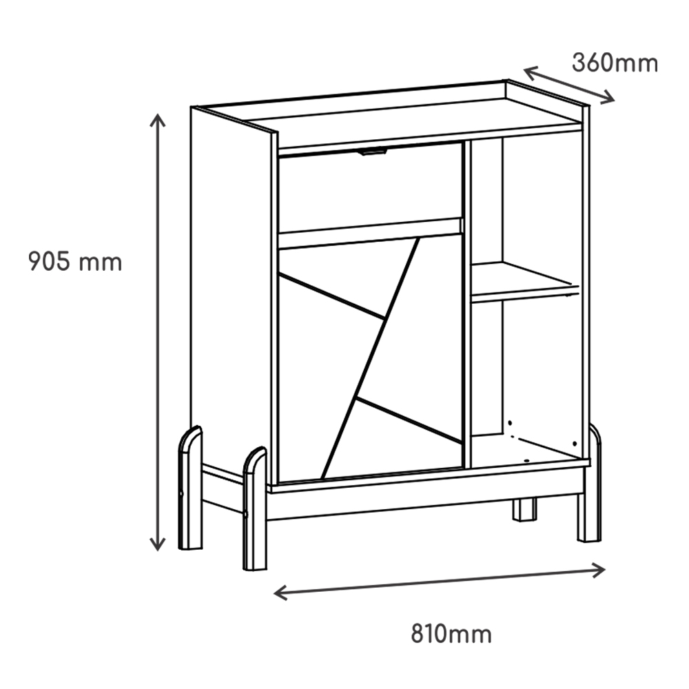 Aparador Bar 50526 Pes Madeira Maciça 81cm Branco Cedro DCASA