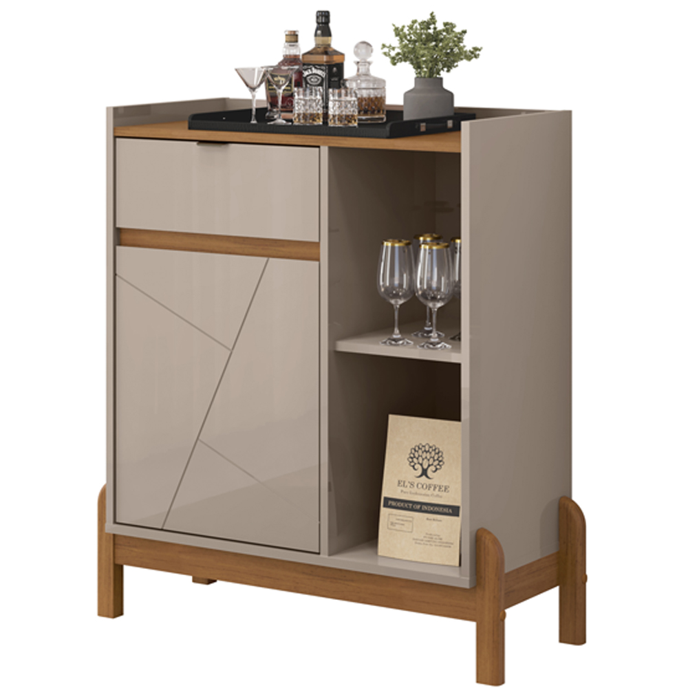 Aparador Bar 50526 Pes Madeira Maciça 81cm Off White Cedro DCASA