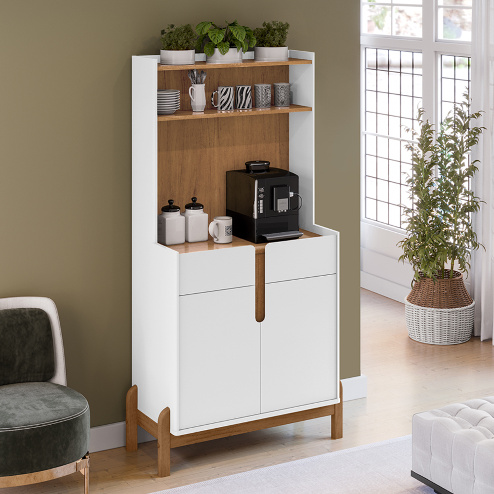 Aparador Cantinho Cafe 50525 2 Portas 81cm Branco Cedro DCASA
