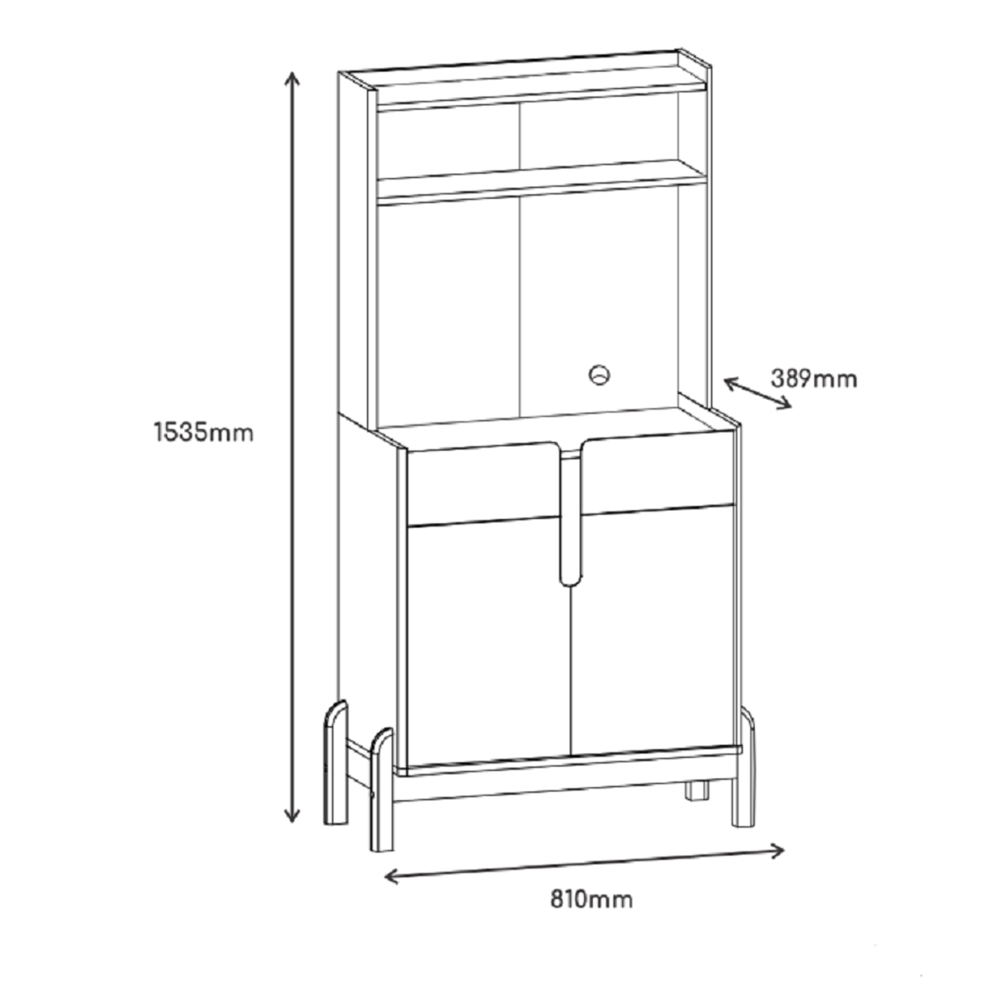 Aparador Cantinho Cafe 50525 2 Portas 81cm Off White Cedro DCASA