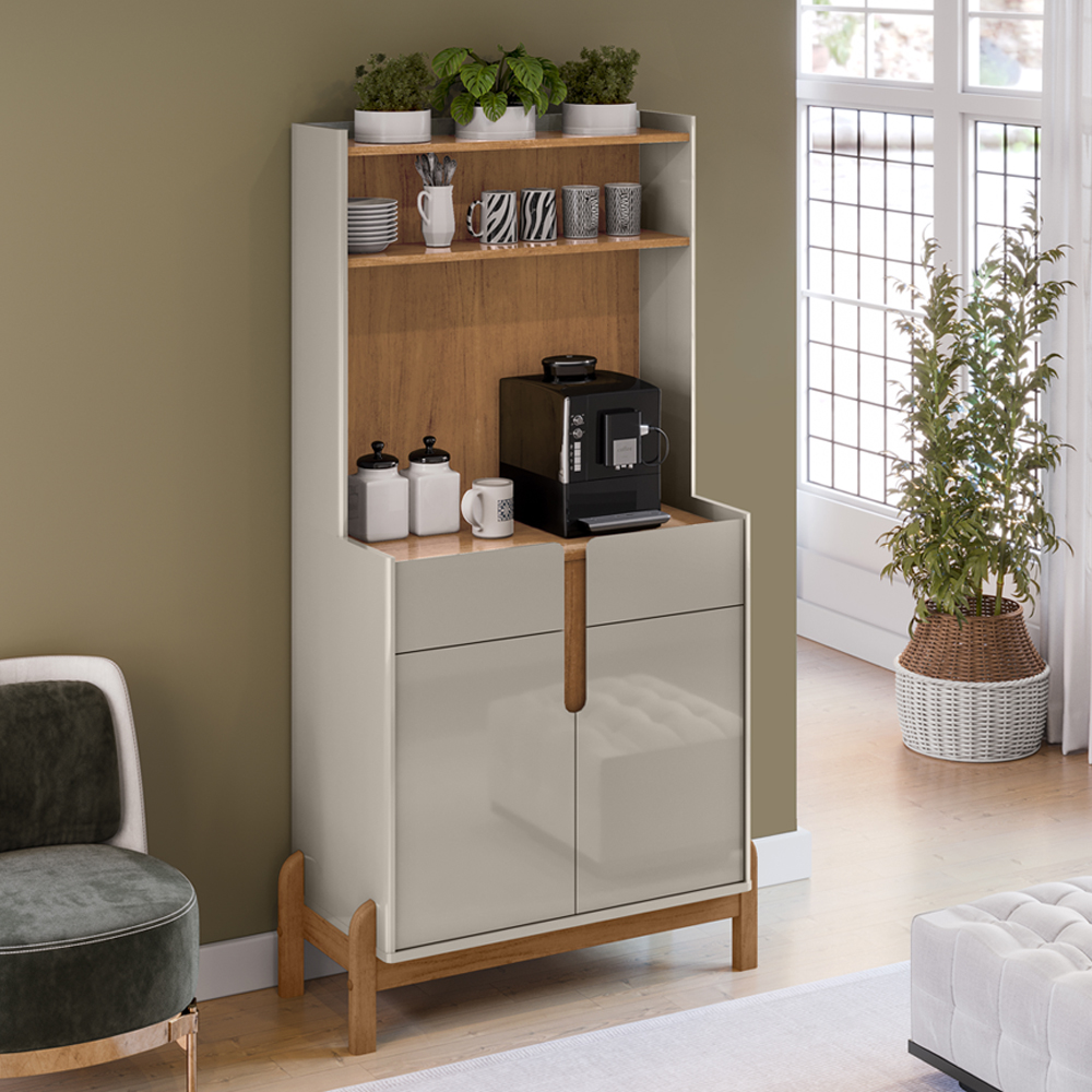 Aparador Cantinho Cafe 50525 2 Portas 81cm Off White Cedro DCASA