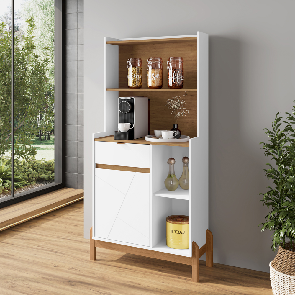 Aparador Cantinho Cafe 50527 1 Porta 81cm Branco Cedro DCASA
