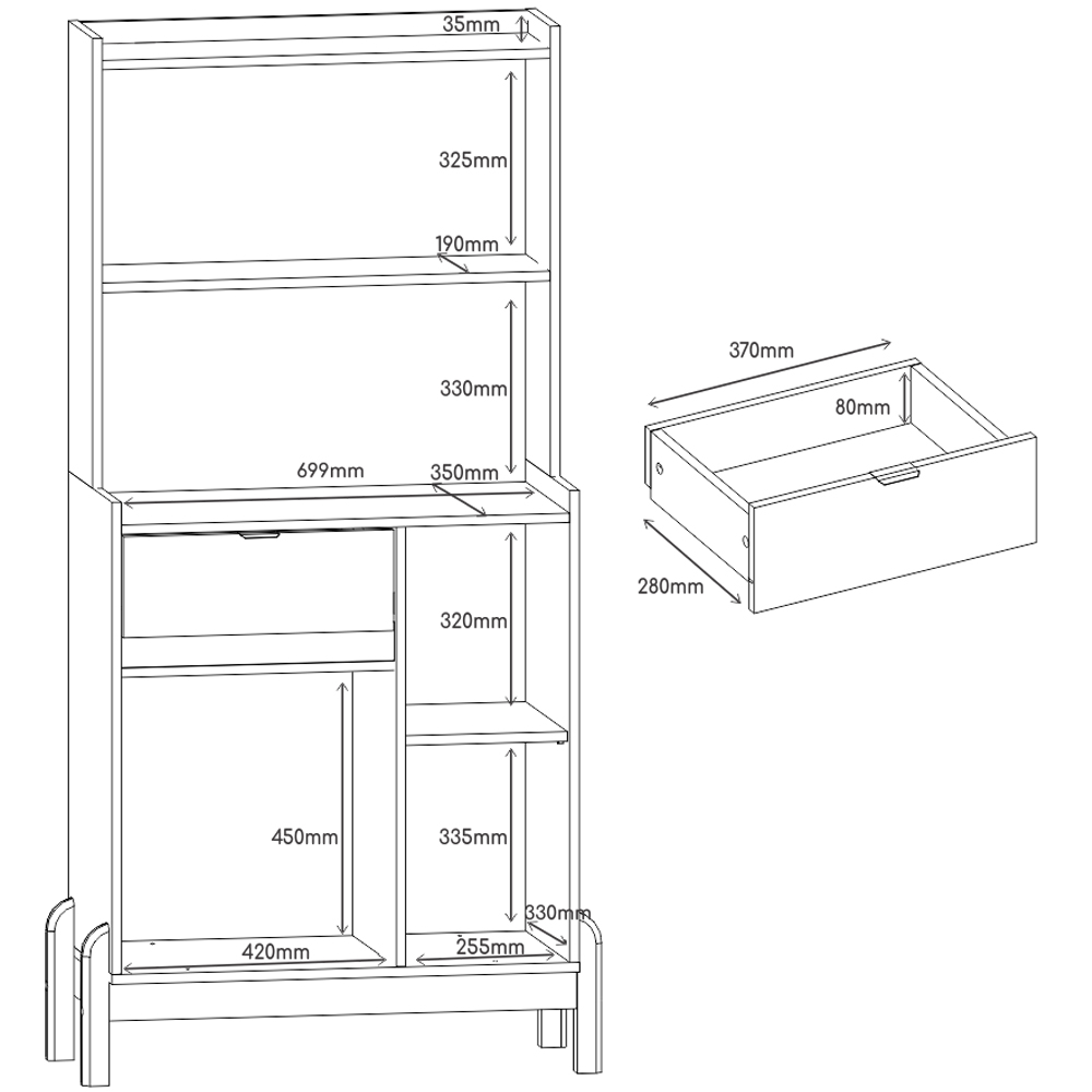 Aparador Cantinho Cafe 50527 1 Porta 81cm Off White Cedro DCASA