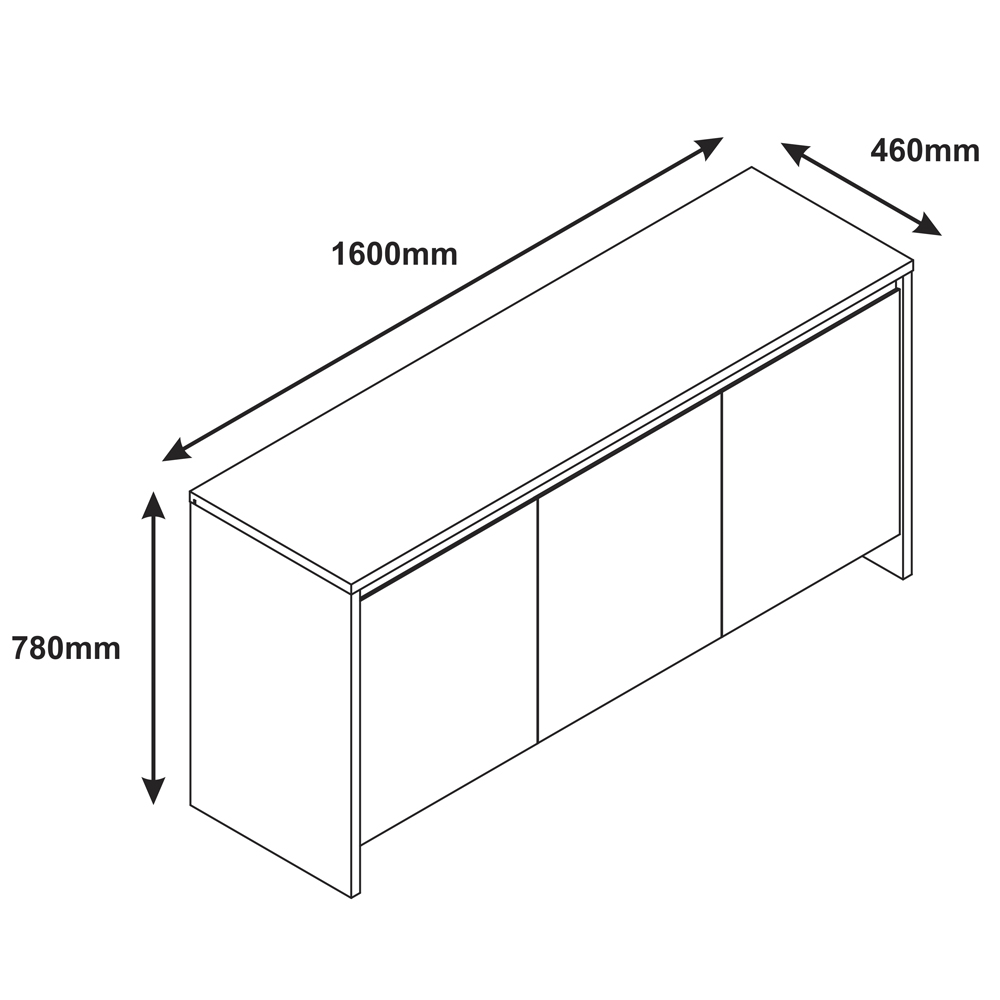 Balcao Buffet 50523 3 Portas 160cm Cedro Branco DCASA