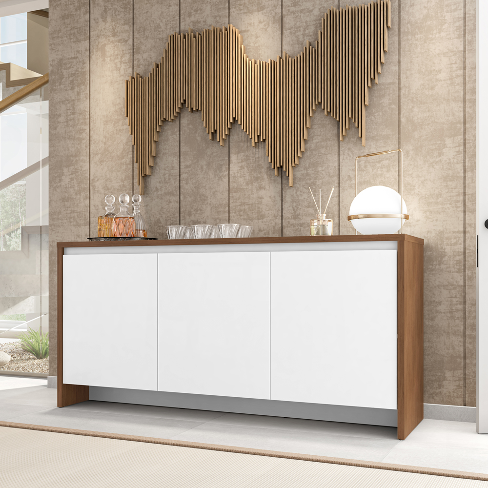 Balcao Buffet 50523 3 Portas 160cm Cedro Branco DCASA