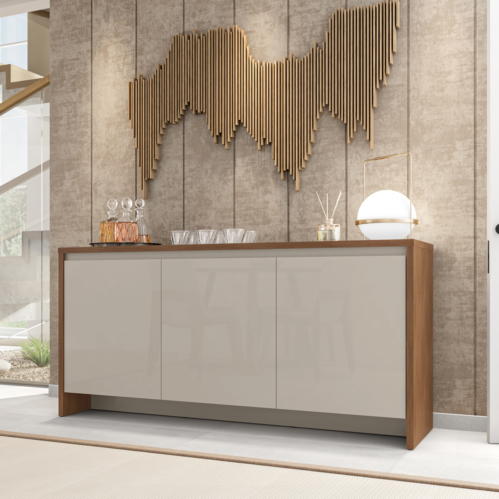 Balcao Buffet 50523 3 Portas 160cm Cedro Off White DCASA