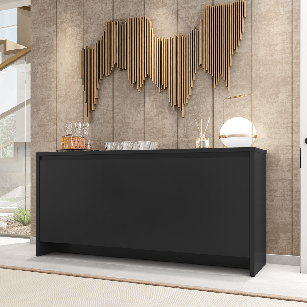 Balcao Buffet 50523 3 Portas 160cm Preto DCASA