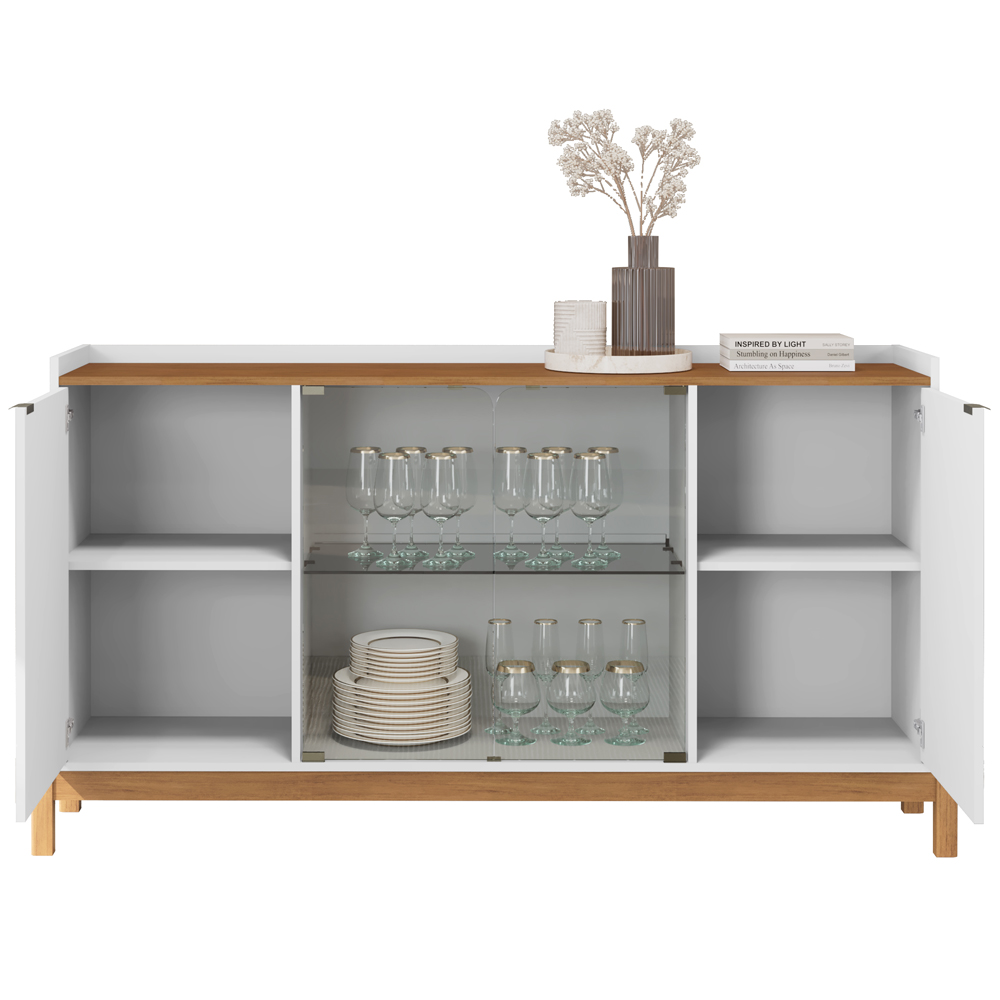 Balcao Buffet 50528 Porta De Vidro 168cm Branco Cedro DCASA