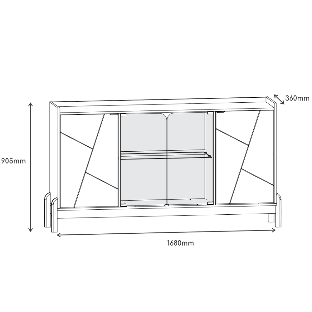 Balcao Buffet 50528 Porta De Vidro 168cm Branco Cedro DCASA