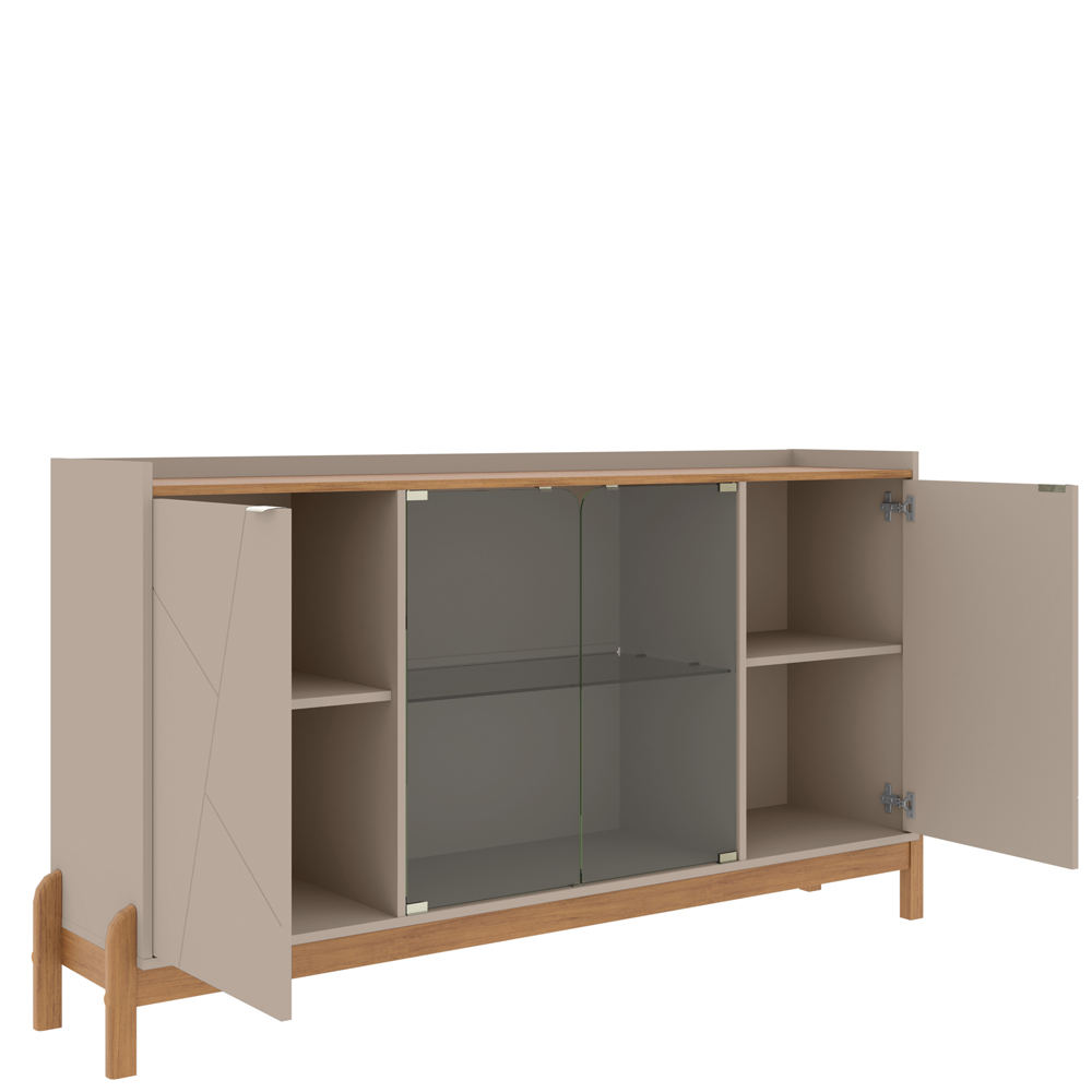 Balcao Buffet 50528 Porta De Vidro 168cm Off White Cedro DCASA