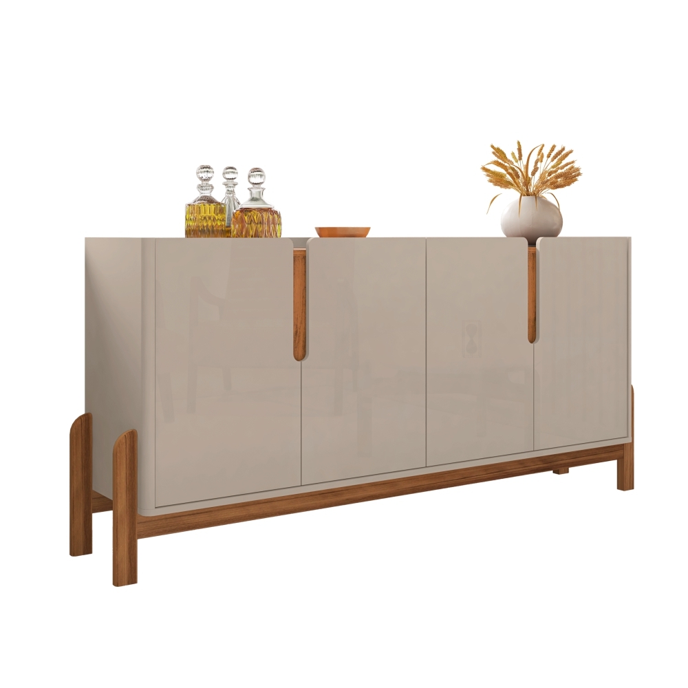 Bancada Aparador Ares Off White/Cedro com 4 Portas