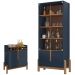 Barzinho 2 Portas 50522 E Cristaleira Para Sala 50519 Azul Cobalto Cedro DCASA