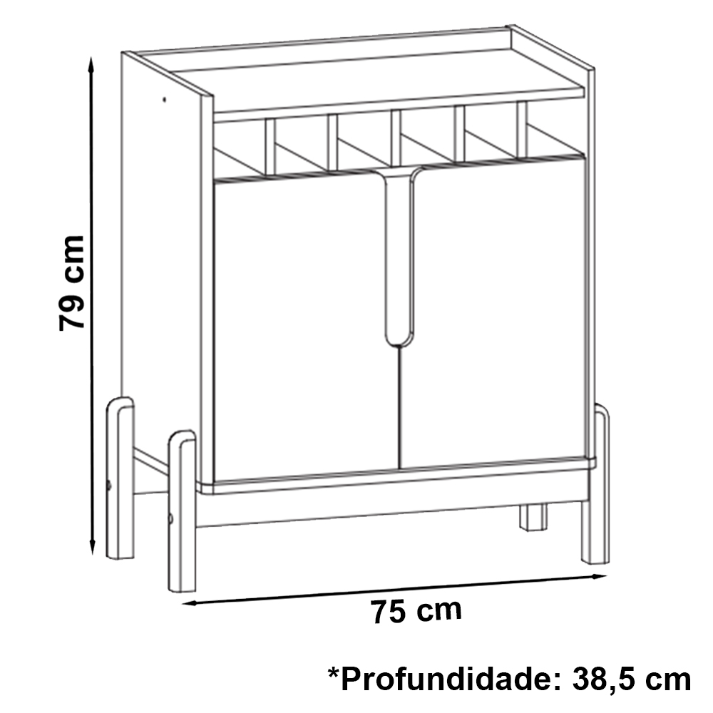 Barzinho 2 Portas 50522 E Cristaleira Para Sala 50519 Azul Cobalto Cedro DCASA