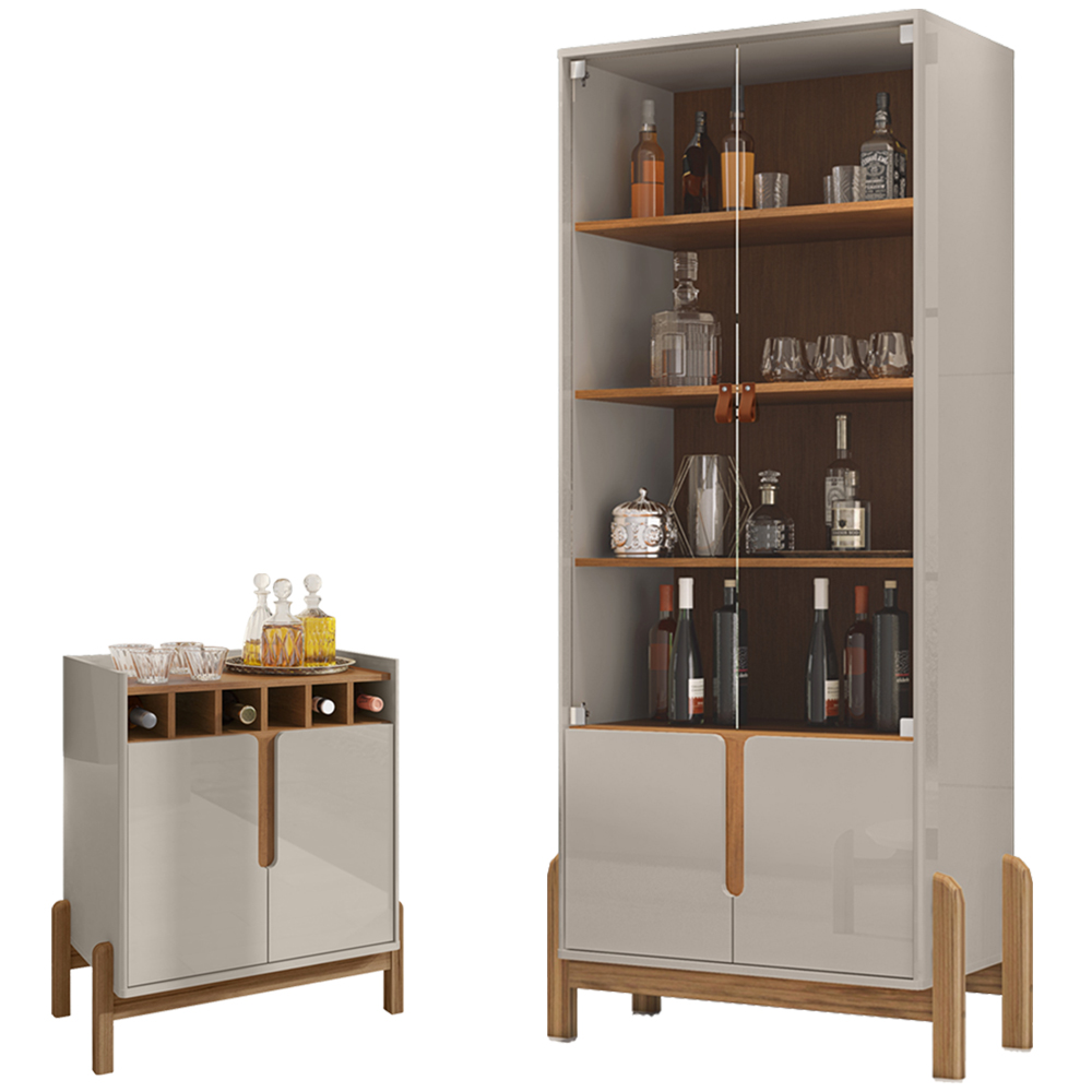 Barzinho 2 Portas 50522 E Cristaleira Para Sala 50519 Off White Cedro DCASA