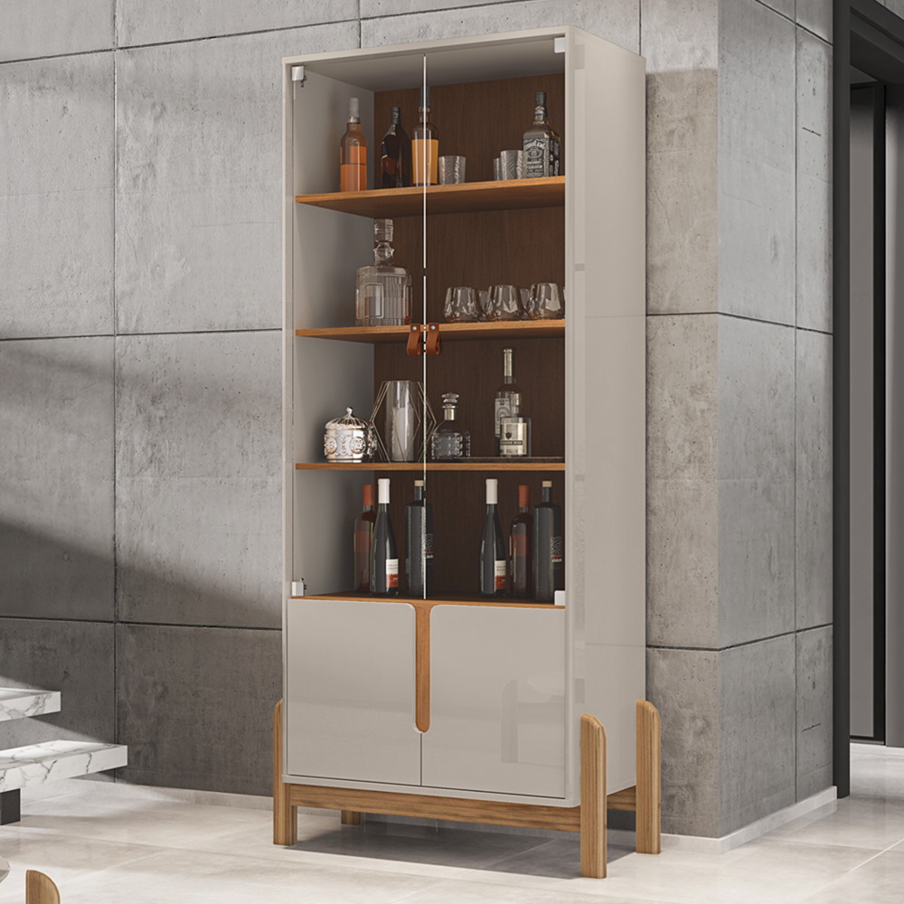 Barzinho 2 Portas 50522 E Cristaleira Para Sala 50519 Off White Cedro DCASA