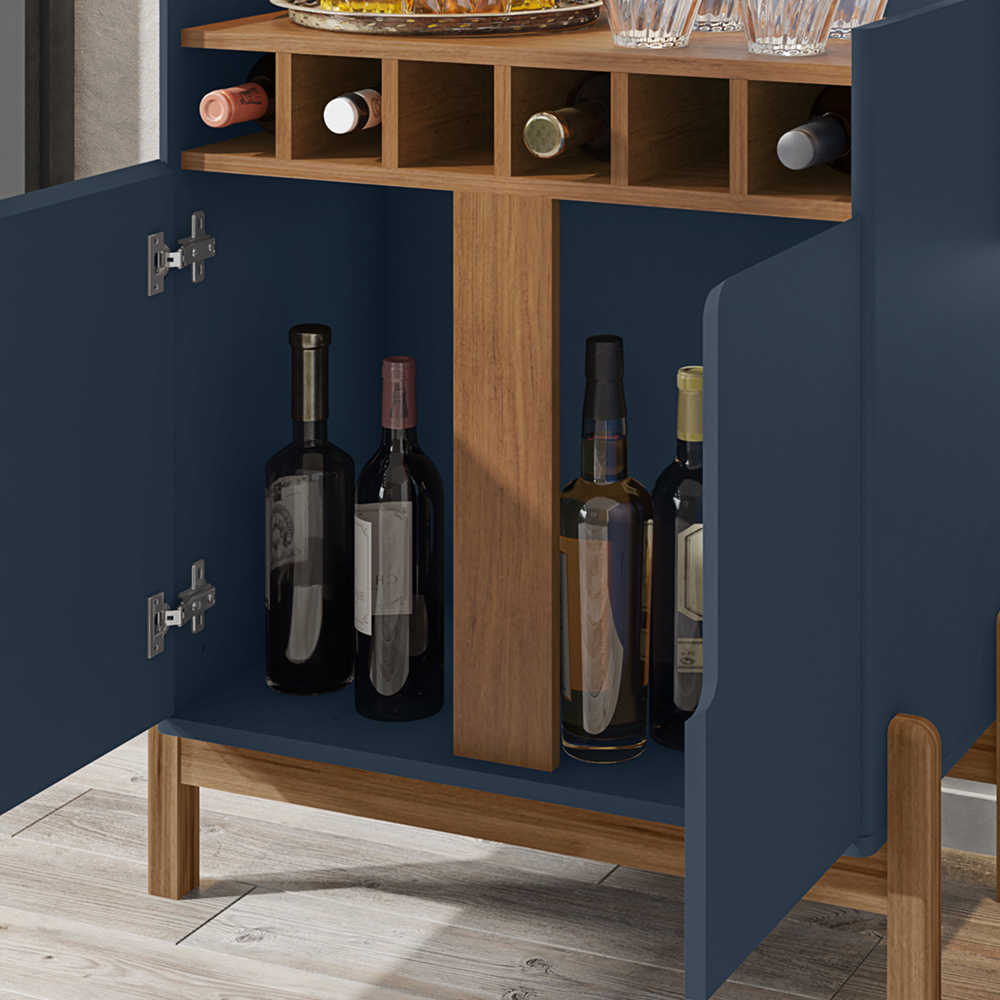 Barzinho Com 2 Portas e Adega Para Sala de Jantar 50522 Azul Cobalto Cedro DCASA