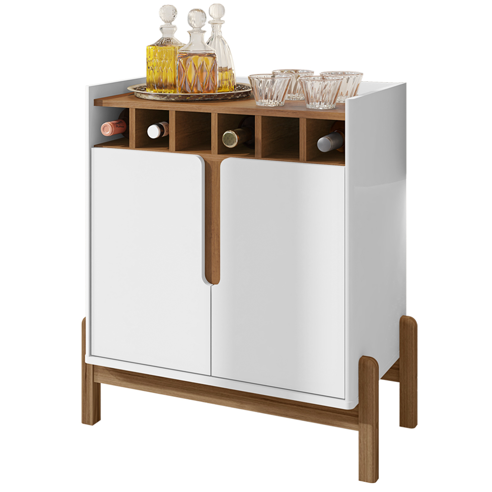 Barzinho Com 2 Portas e Adega Para Sala de Jantar 50522 Branco Cedro DCASA