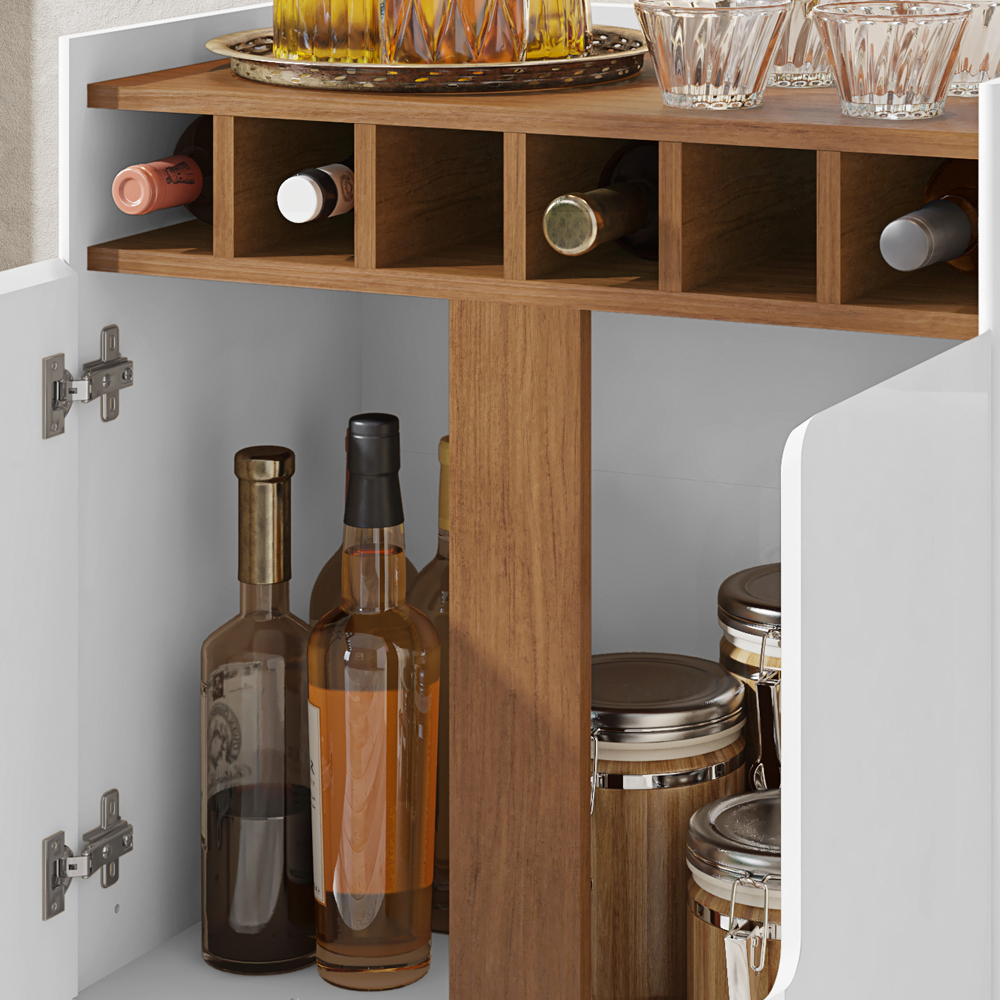 Barzinho Com 2 Portas e Adega Para Sala de Jantar 50522 Branco Cedro DCASA