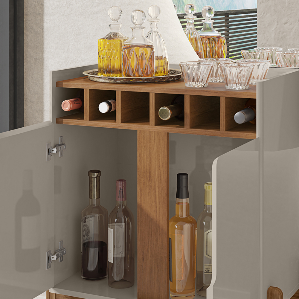 Barzinho Com 2 Portas e Adega Para Sala de Jantar 50522 Off White Cedro DCASA