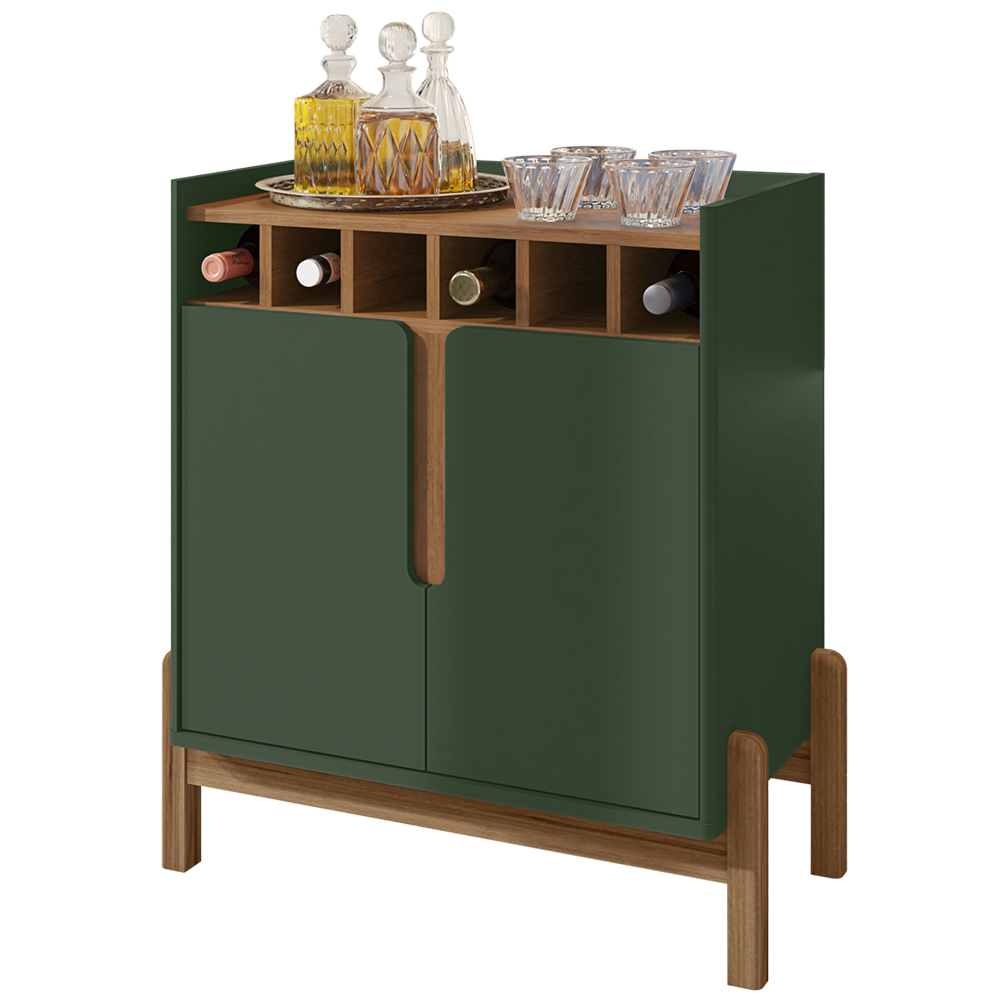 Barzinho Com 2 Portas e Adega Para Sala de Jantar 50522 Verde Oliva Cedro DCASA