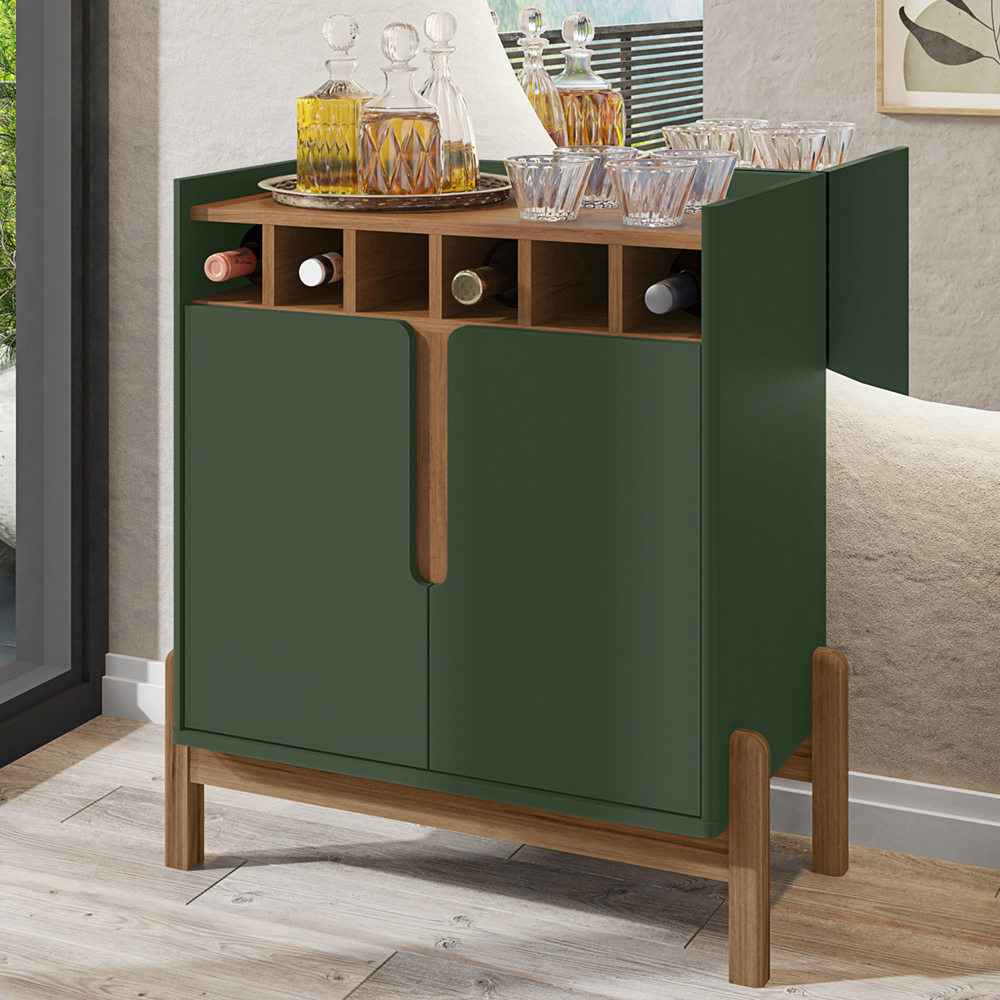 Barzinho Com 2 Portas e Adega Para Sala de Jantar 50522 Verde Oliva Cedro DCASA
