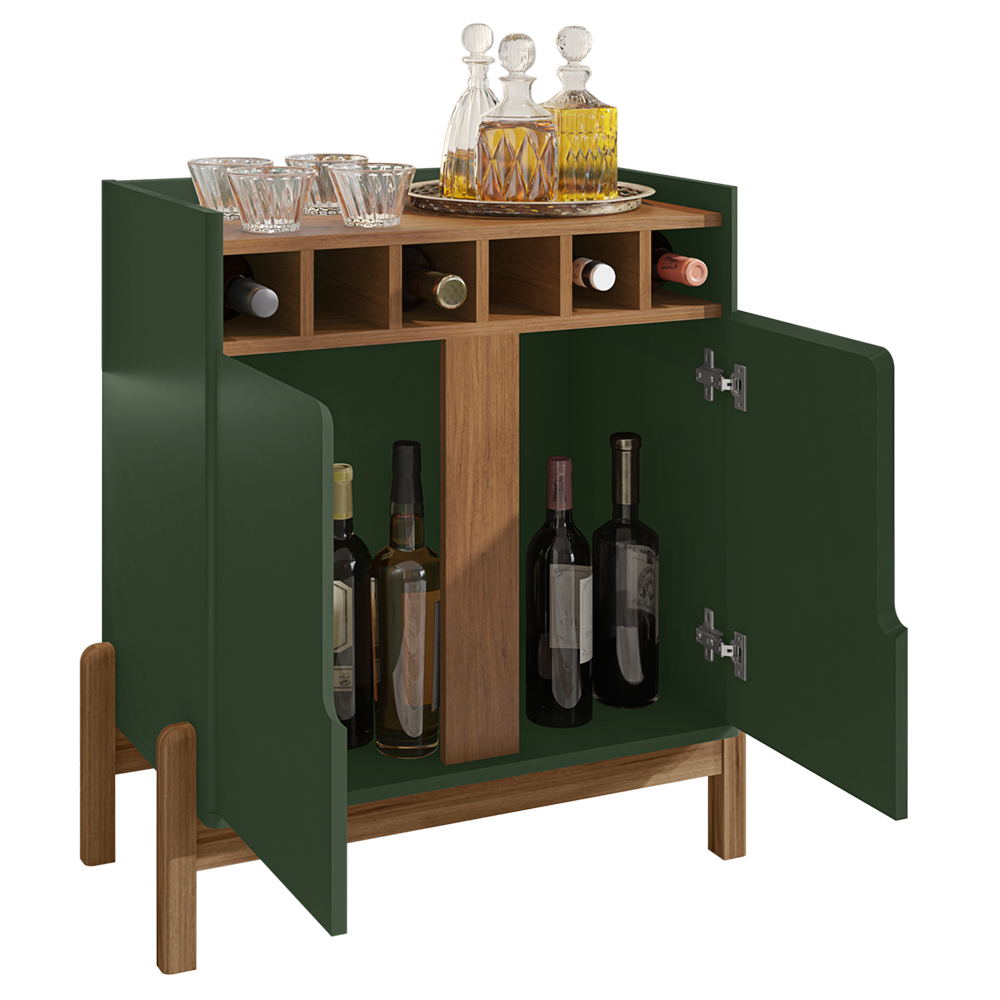 Barzinho Com 2 Portas e Adega Para Sala de Jantar 50522 Verde Oliva Cedro DCASA