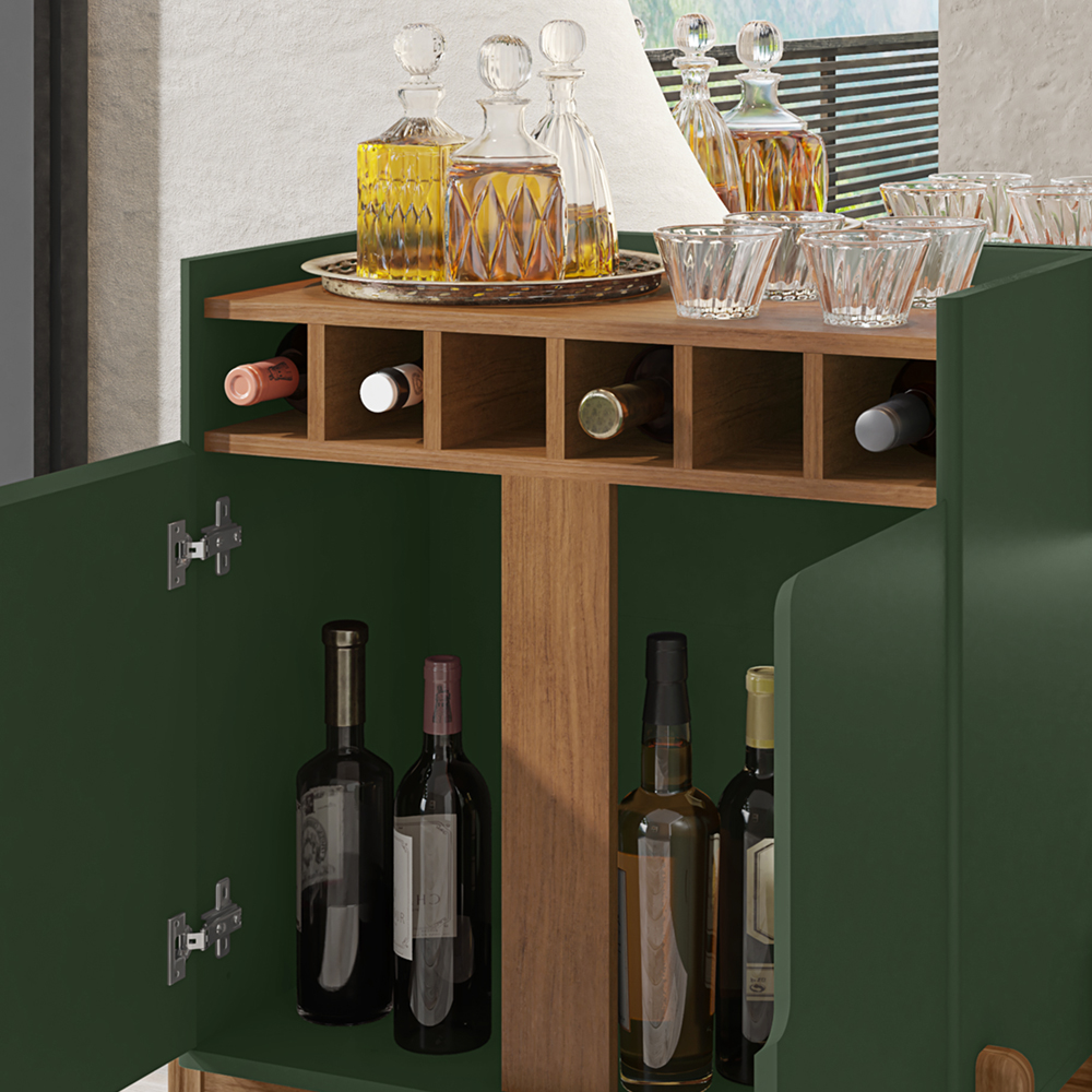 Barzinho Com 2 Portas e Adega Para Sala de Jantar 50522 Verde Oliva Cedro DCASA