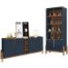 Buffet 190cm Adega 050520 E Cristaleira 4 Portas 50519 Azul Cobalto Cedro DCASA