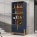 Buffet 190cm Adega 050520 E Cristaleira 4 Portas 50519 Azul Cobalto Cedro DCASA