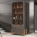 Buffet 190cm Adega 050520 E Cristaleira 4 Portas 50519 Cinza Perola Cedro DCASA