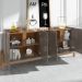 Buffet 190cm Adega 050520 E Cristaleira 4 Portas 50519 Cinza Perola Cedro DCASA