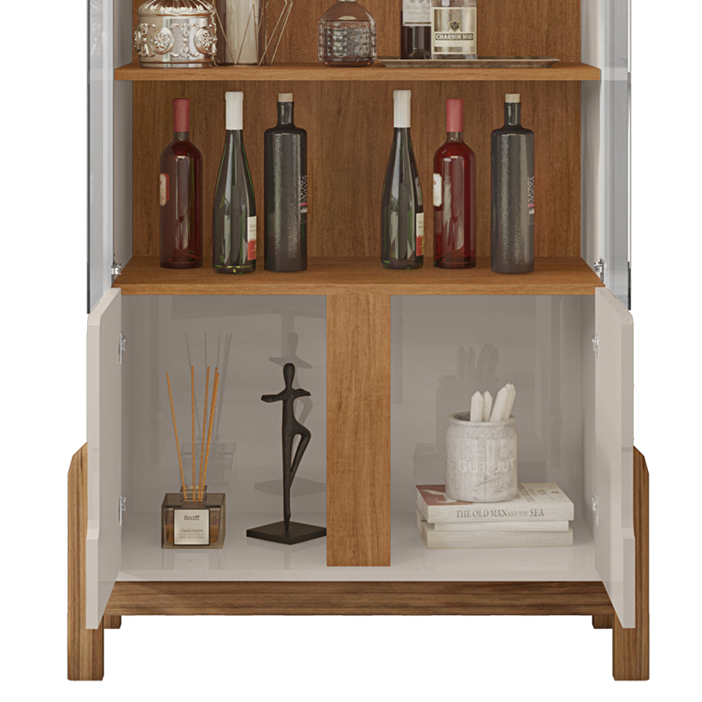 Buffet 190cm Adega 050520 E Cristaleira 4 Portas 50519 Off White Cedro DCASA