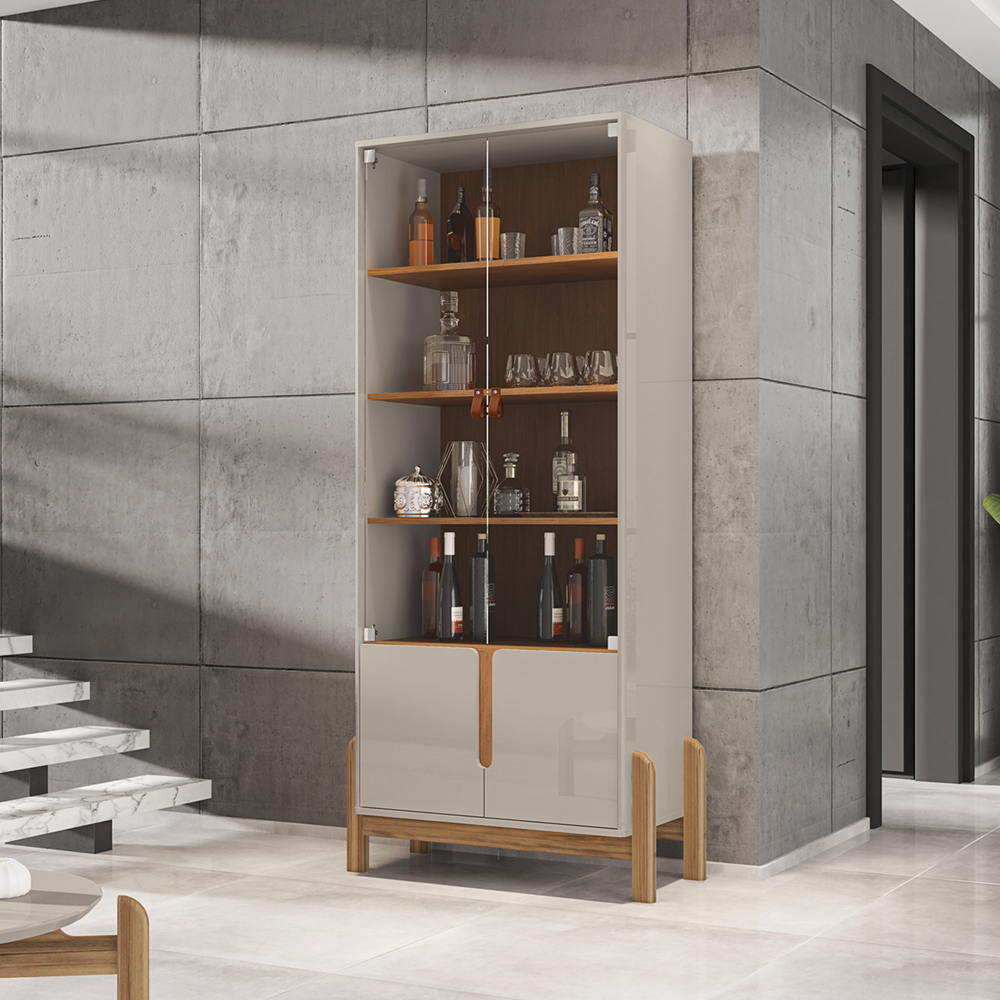 Buffet 190cm Adega 050520 E Cristaleira 4 Portas 50519 Off White Cedro DCASA