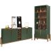 Buffet 190cm Adega 050520 E Cristaleira 4 Portas 50519 Verde Oliva Cedro DCASA