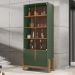 Buffet 190cm Adega 050520 E Cristaleira 4 Portas 50519 Verde Oliva Cedro DCASA