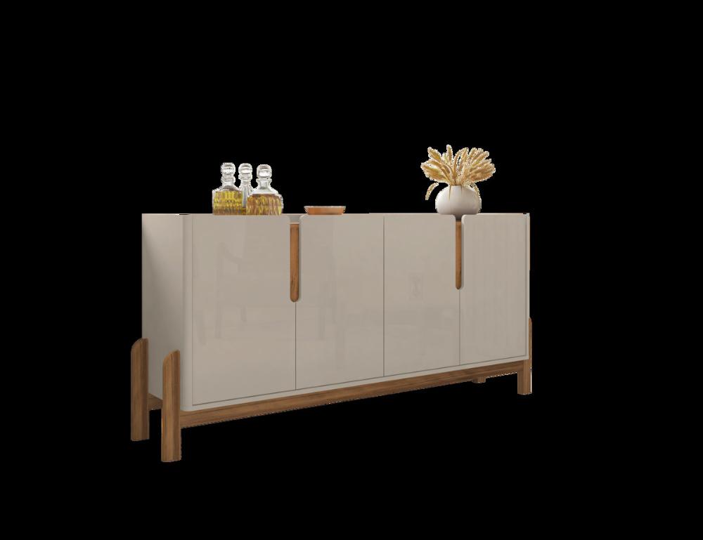 Buffet 4 Portas c/ Prateleiras Lizz 1,70  Off-White/Cedro