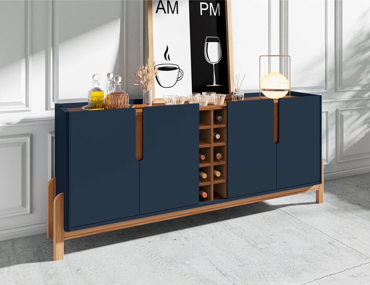 Buffet Adega Ranger Azul Cobalto Cedro