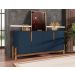 Buffet Agnes Azul Cobalto Cedro 4 Portas com Detalhe Curvo