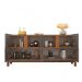 Buffet Agnes Cinza Pérola/Cedro 4 Portas com Detalhe Curvo
