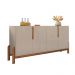 Buffet Agnes Off White/Cedro 4 Portas com Detalhe Curvo
